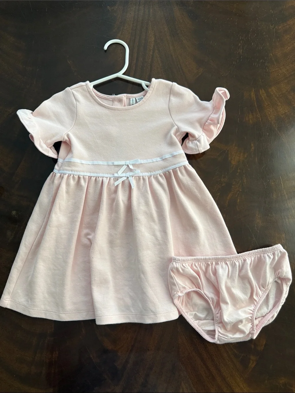 Janie and Jack Pale Pink Ruffle Sleeve Formal Dress with Bloomers